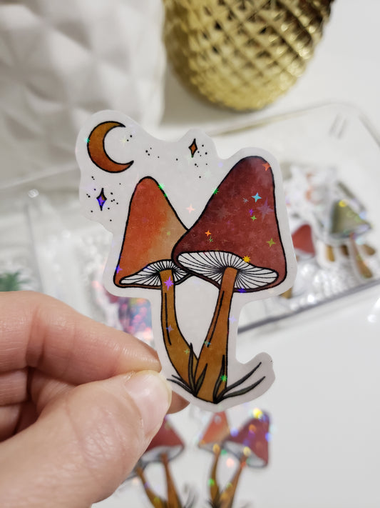 Sparkly Mushroom Sticker (Moon Sienna)